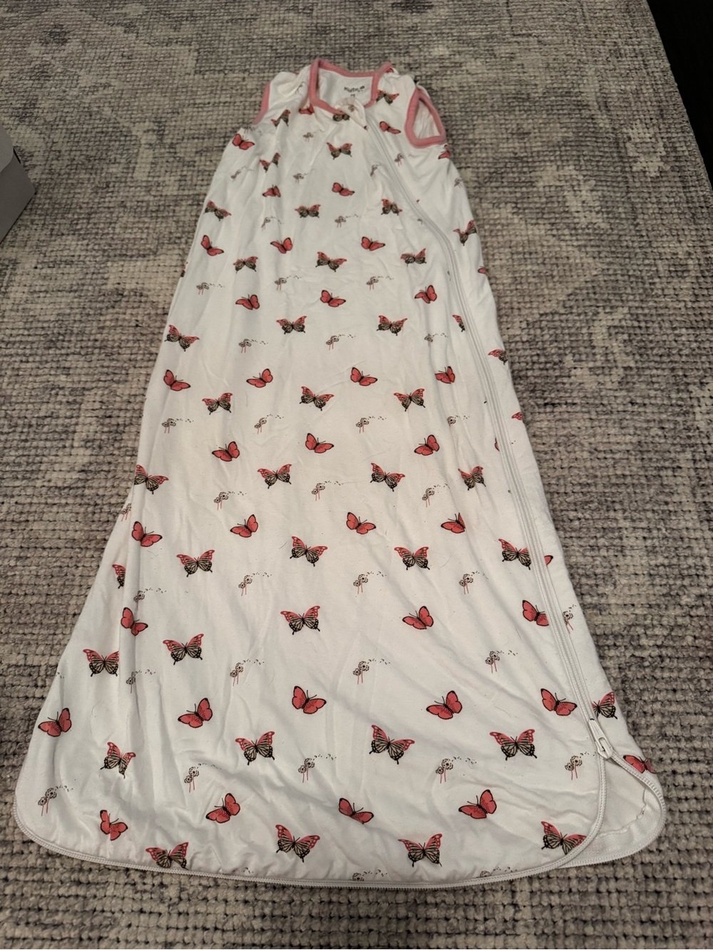 Kyte BABY White Sleep Sack with Pink Butterfly Print